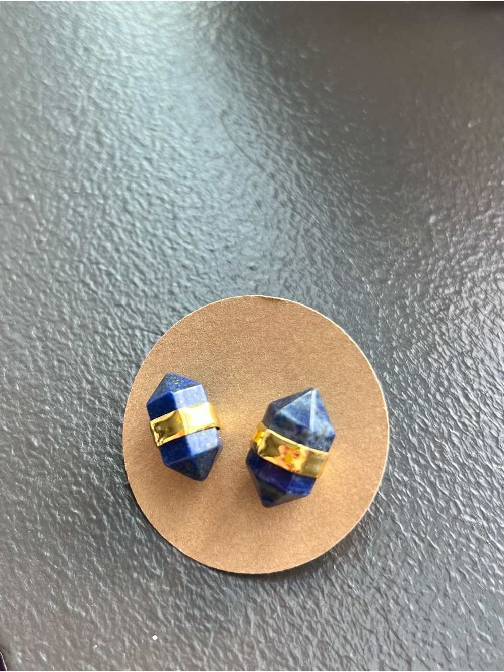 Gold and Blue Stone Stud Earrings - Lapis-Style Women’s Jewelry